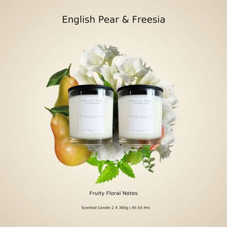 เทียนหอม กลิ่น Jo.L English Pear &amp; Freesia 2x300g / 10.14 oz (พร้อมฝาปิด ทำเป็นที่รองเทียนได้) Double wicks candle