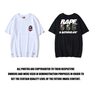 BAPE Neutral ผู้ชายและผู้หญิงแฟชั่นลำลองเสื้อยืดแขนสั้น เสื้อยืดลาย