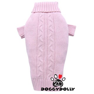Pet cloths -Doggydolly  เสื้อไหมพรม   แฟชั่นสัตว์เลี้ยง  หมาแมว คอเต่า สีชมพู  ขนาดไซสื 1-9 โล sweater -  W098