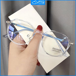 Ptq แว่นตาสายตาสั้น ป้องกันแสงสีฟ้า กรอบแว่นหลายเหลี่ยม เวอร์ชั่นเกาหลี กระจกแบน เทรนด์แฟชั่น แว่นตาอินเทรนด์ แว่นตายอดนิยม
