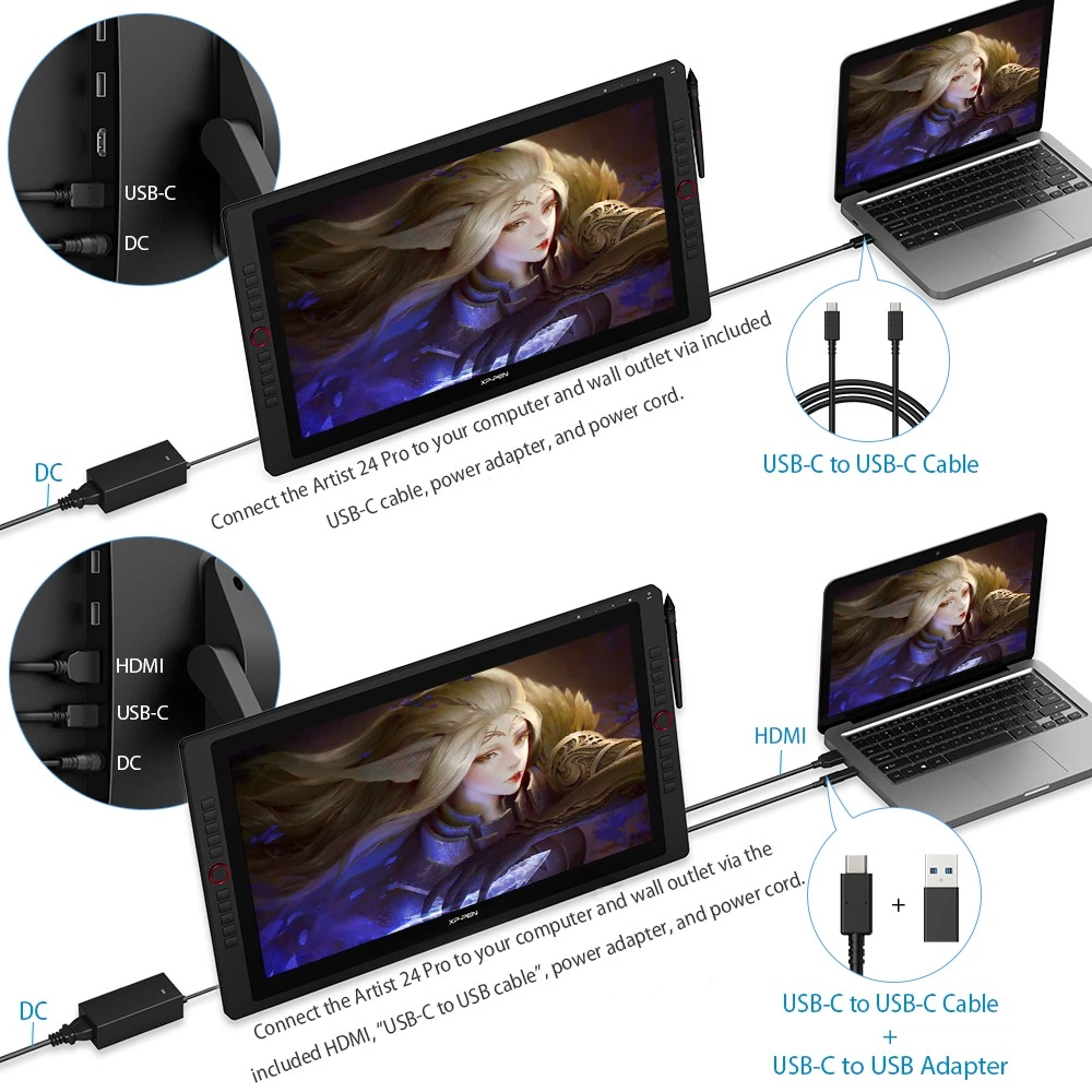XPPen Artist 24 Pro เมาส์ปากกาพร้อมจอวาด ขนาด 23.8 นิ้ว 2K QHD แรงกด 8192 ระดับ ค่าสี 90% Adobe RGB https://wayoza.com