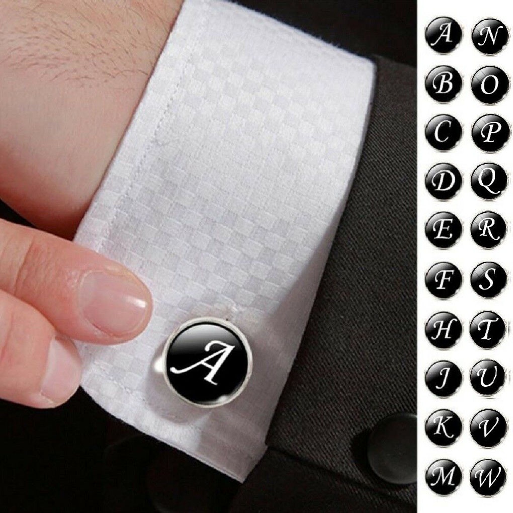 ภาพหน้าปกสินค้า1 Pair Men's Letter Cufflink Wedding Formal Initial Alphabet Stainless Steel Cufflink จากร้าน bigbighouse.th บน Shopee