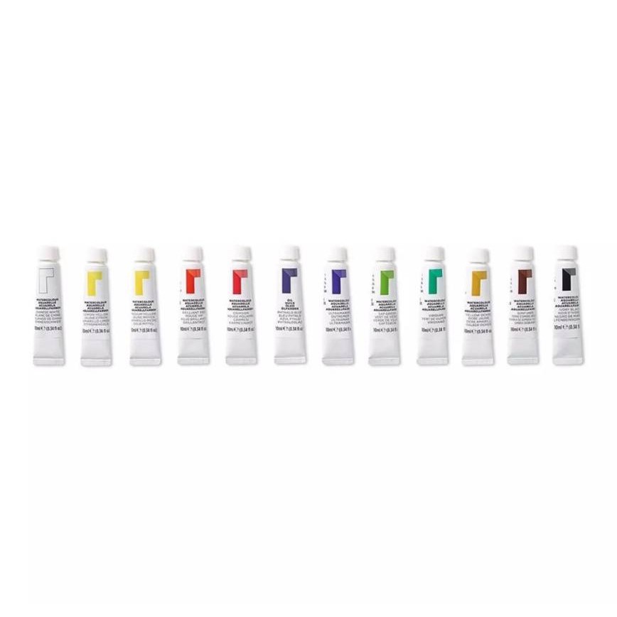 ของแท้-reeves-รีฟ-สีอะคริลิค-ชุด12สี-acrylic-set-กล่องเขียว-กับ-รีฟสีน้ำชุด12สี-water-set-กล่องฟ้า-10ml