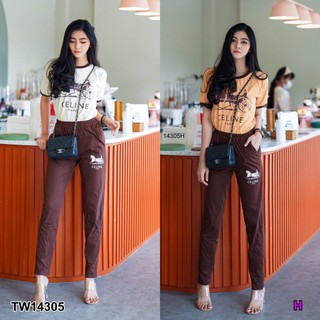 Set เสื้อแขนสั้นสกรีนลายแบรนด์+กางเกงขายาว TW14305