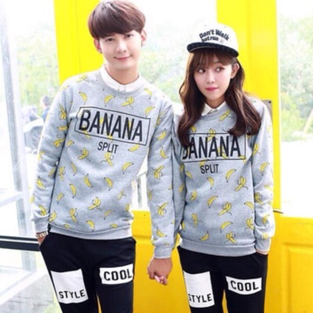 tj-เสื้อกันหนาวแฟชั่น-คอกลม-แขนยาว-บุกันหนาว-ลาย-banana-สีขาว-เทา-รหัสสินค้า-mr5103-ขาว-เทา