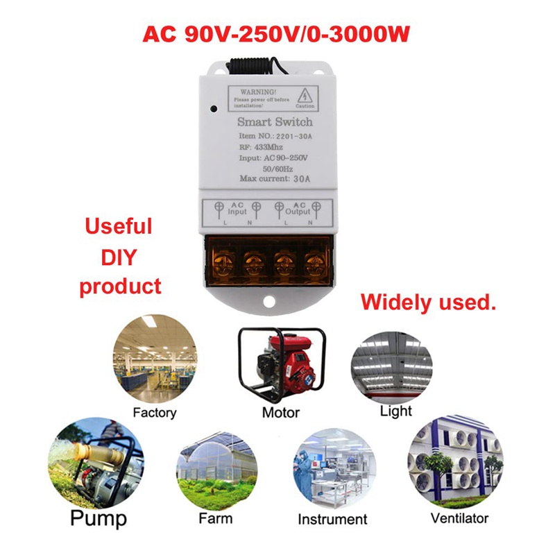 433mhz-สวิตช์รีโมตคอนโทรลไร้สาย-ac-110v-120v-220v-30a-1ch-รีเลย์-rf-สวิตช์ไฟ-สําหรับระบบปั๊มลม-เพื่อความปลอดภัย