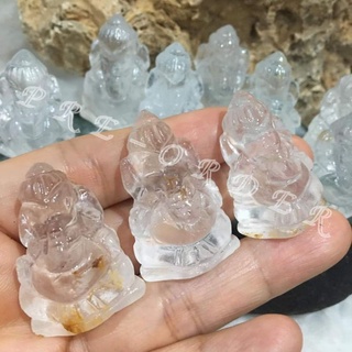 [Pre-order] โป่งข่าม l Quartz with Inclusion แกะสลักพระพิฆเนศ ความสูงประมาณ 2.6-2.8 cm [Pre-order]