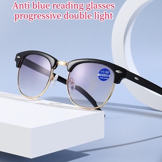 แว่นตาอ่านหนังสือสตรีแบบแสงคู่แบบโปรเกรสซีฟป้องกันแสงสีฟ้าแบบใช้คู่เลนส์แว่นอ่านหนังสือสำหรับผู้ชาย