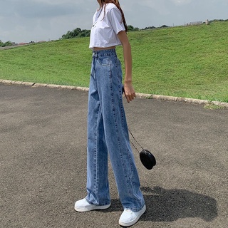 S-5XL กางเกงยีนส์เอวสูงรุ่นใหม่ ทรงบาง ขากว้าง สาวฮอตหลวม พลัสไซส์ อ้วน MM ม็อบ กางเกงขาตรง