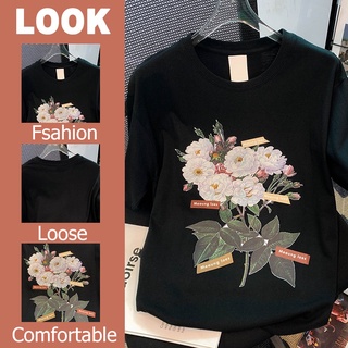 AKIFOON 🌷พร้อมส่ง🌷2361# เสื้อ ผญแฟชั่น เสื้อยืดผญสวยๆ เสื้อคอกลมผู้หญิง เสื้อโอเวอร์size ผ้านิ่มใส่สบาย