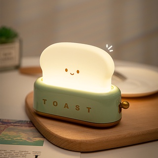 โคมไฟตั้งโต๊ะ Led รูปขนมปัง ขนาดเล็ก ชาร์จ USB หรี่แสงได้ สําหรับห้องนอน