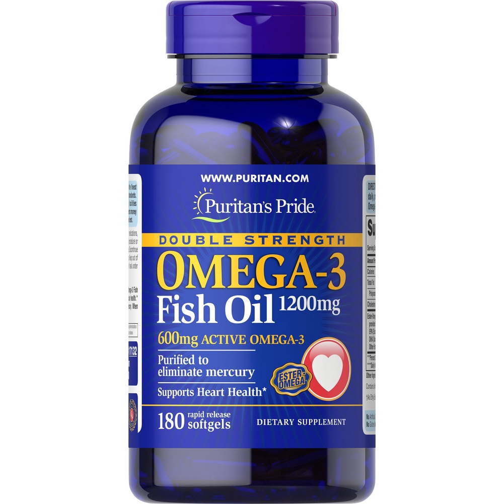 ภาพสินค้าPuritans Pride Double Strength Omega-3 Fish Oil 1200 mg/ 600 mg Omega-3 180 Softgels จากร้าน puppy142 บน Shopee ภาพที่ 2