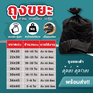 ถุงขยะดำ 1 kgหนา ราคาถูกที่สุด!!! โรงงานขายเอง ใช้ดี หนามาก  #ID-0085