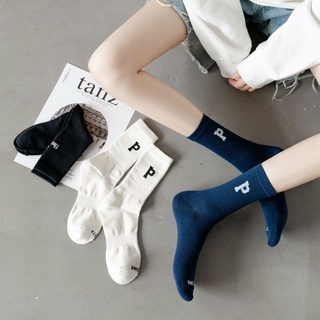 สินค้า ถุงเท้ากีฬาแฟชั่น สไตล์ญี่ปุ่น แนวสตรีท ข้อยาว สีพื้น สำหรับผู้ชายและผู้หญิง