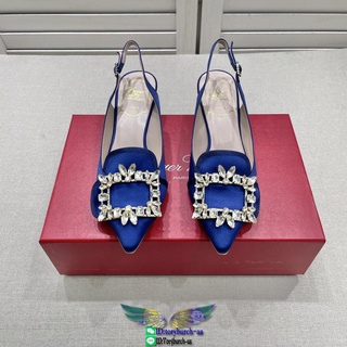 Roger Vivier RV slingback stacked-heel pump sandal velvet crystal-detailed wedding shoes size35-40