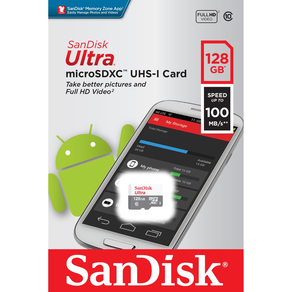 ภาพสินค้าSanDisk Ultra Micro SDXC 128GB UHS-I CLASS 10 (SDSQUNR_128G_GN6MN) ความเร็วในการอ่านสูงสุด 100 MB/วินาที จากร้าน sandisk_thailand_officialshop บน Shopee ภาพที่ 1