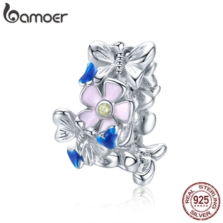 Bamoer 925 Sterling Silver Colorful Garden Metal Beads for Women Jewelry Making Silver Charm for Original Bracelet Luxury BSC288