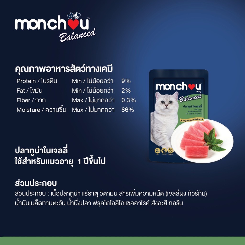 ใหม่-monchou-มองชู-บาลานซ์-อาหารเปียกแมว-บรรจุ-80-g-ซองสีน้ำเงิน