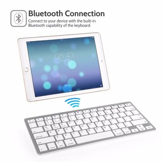 ภาพหน้าปกสินค้าบลูทูธ bluetooth 2.0 keyboard for ipad iphone ios+android windows มีภาษาไทย และ English (White)-int ซึ่งคุณอาจชอบสินค้านี้