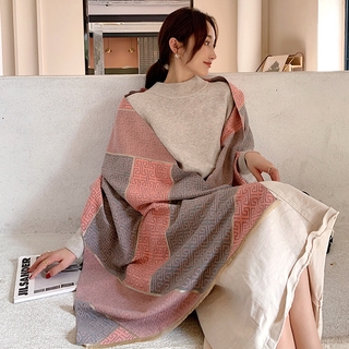 สินค้า Japanese Korean style ผ้าพันคอผ้าคลุมไหล่ผ้าขนสัตว์สไตล์เกาหลี  Cashmere scarf ผ้าพันคอ ผ้ากันหนาว ผ้าคลุมไหล่