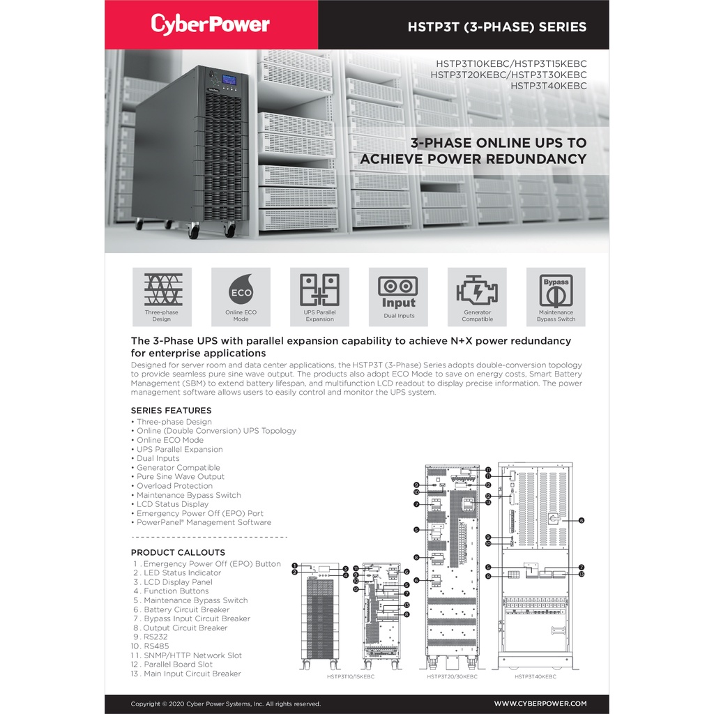 cyberpower-ups-เครื่องสำรองไฟ-อุปกรณ์สำรองจ่ายไฟ-hstp3t-series-รุ่น-hstp3t10kebc-10000va-9000w-รับประกันศูนย์-2-ปี