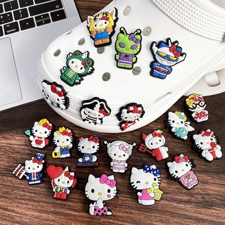 ญี่ปุ่น Hello Kitty Croc Jibbits Charm อะนิเมะ Jibitz Pin Cat Jibits Crocks รองเท้า Charms สําหรับผู้หญิง อุปกรณ์เสริมตกแต่งรองเท้า