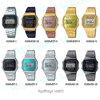 [ของแท้] Casio นาฬิกาข้อมือสแตนเลส รุ่น A168  ของแท้ รับประกันศูนย์ CMG 1 ปี