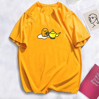 เสื้อคู่รัก เสื้อยืดผู้หญิง GUDETAMA การออกแบบพิมพ์ไข่เสื้อยืดผ้าฝ้าย unisex COD ขนาดเอเชีย $jp Tee