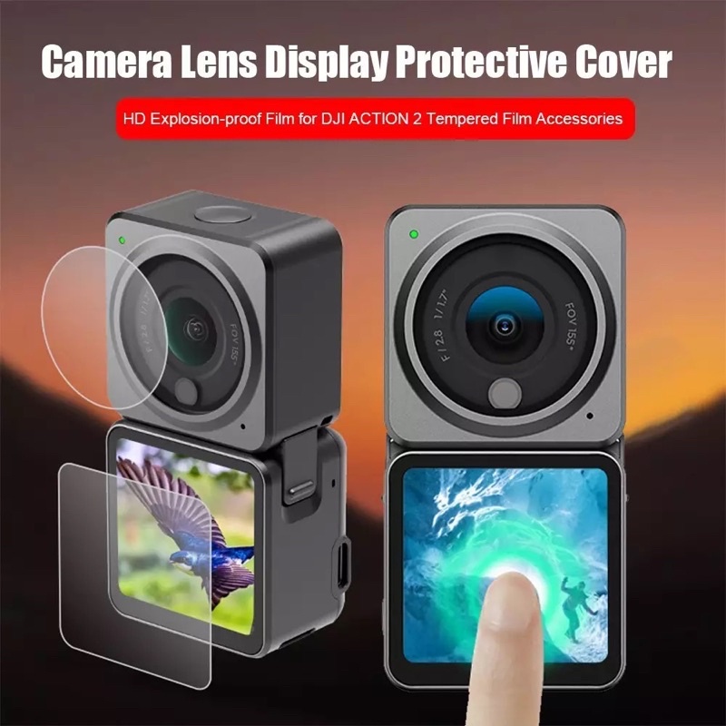 ภาพหน้าปกสินค้าTempered Glass Screen Protector Cover For DJI OSMO Action 2 Camera Lens Display Screen Protection Film Action2