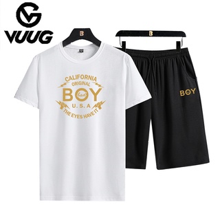 VUUG ฤดูใบไม้ผลิและฤดูร้อนใหม่ผู้ชายชุดคอกลมแขนสั้นเสื้อยืดกางเกงขาสั้นสบาย,Breathable,น้ำหนักเบาและแฟชั่น