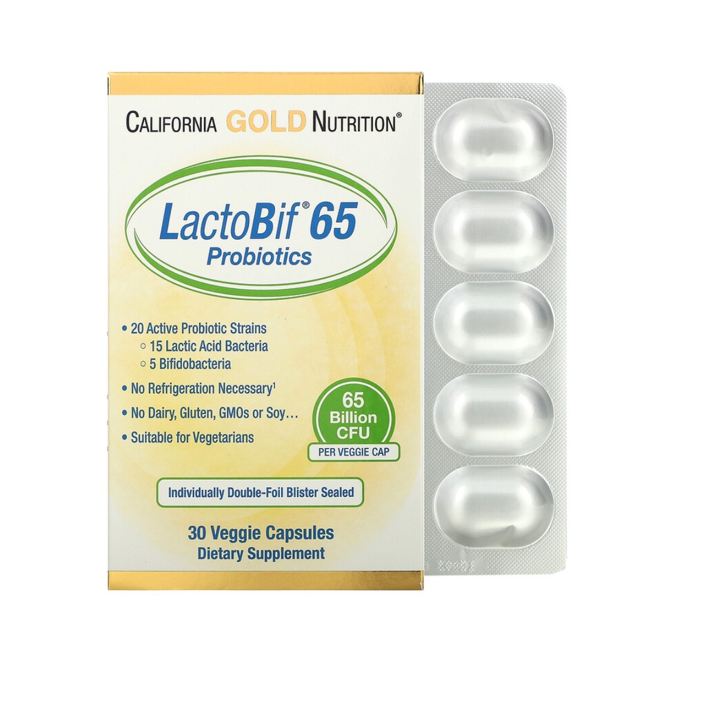 California Gold Nutrition LactoBif Probiotics 65 Billion CFU 30 Veggie ...