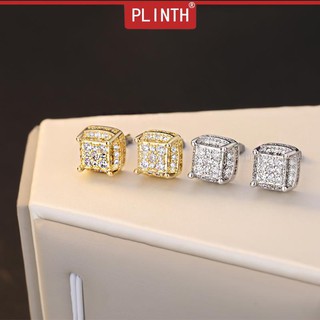 PLINTH 24K Gold Stud Earrings เพชรปาร์ตี้เพชร617