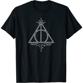 เสื้อยืดผ้าฝ้ายพิมพ์ลายคลาสสิก เสื้อยืด พิมพ์ลาย Harry Potter Deathly Hallows Line แฟชั่นสําหรับผู้ชาย และผู้หญิง