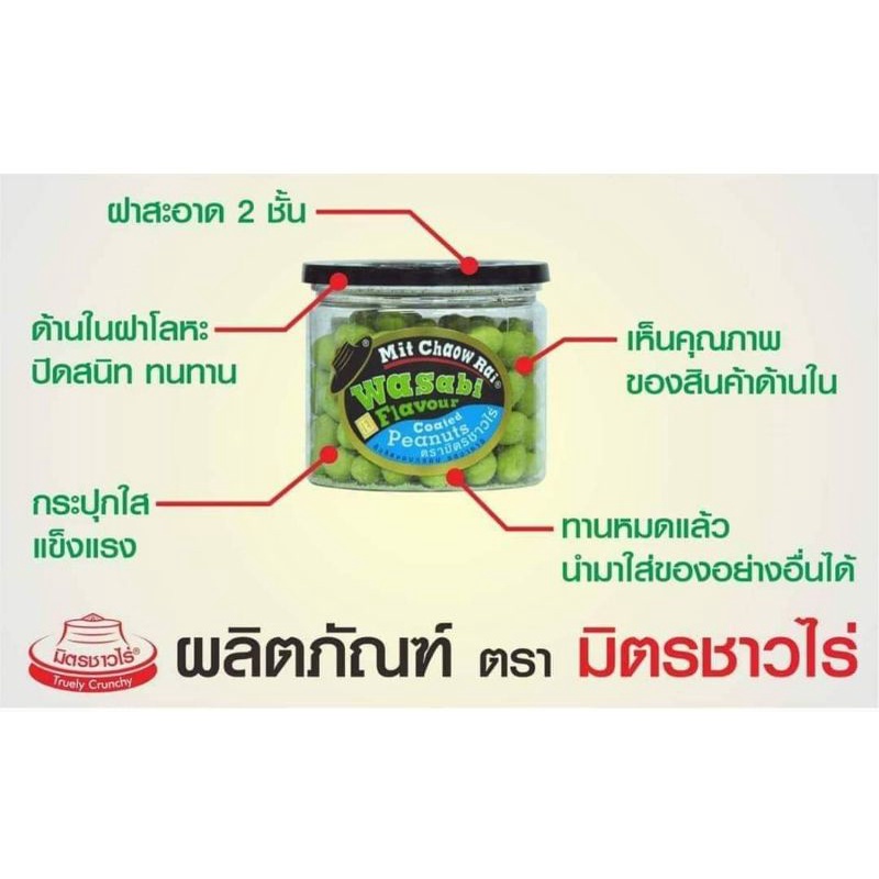 รสวาซาบิ-1-กระปุก-อร่อยทุกเม็ด-พร้อมส่ง-สินค้าใหม่ทุกกระปุก-ผู้ผลิตขายเอง-ถั่วอบกรอบมิตรชาวไร่