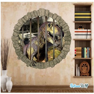 Transparent wall sticker สติ๊กเกอร์ติดผนัง 3D Jurassic Park สไตล์ E (กว้าง50cm.xสูง50cm.)