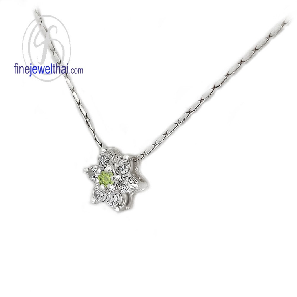 finejewelthai-จี้เพอริดอท-เพอริดอท-จี้เพชรcz-จี้พลอย-พลอยประจำเดือนเกิด-peridot-silver-pendant-birthstone-p1023pd00-2