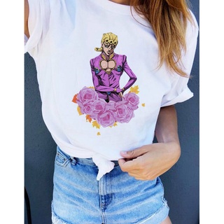 🔥 เสื้อยืดคอกลม แขนสั้น พิมพ์ลาย Jojo Giorno Giovanna JoJos Bizarre Adventure สไตล์ฮิปฮอป สําหรับผู้หญิง 🔥