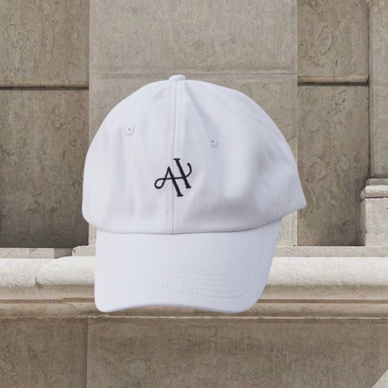 ahc000-logo-cap-white-หมวกผ้าคอตตอนสกรีนโลโก้