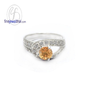 Finejewelthai-แหวนซิทริน-ซิทริน-แหวนเงินแท้-แหวนพลอย-พลอยประจำเดือนเกิด-R1157ct (เลือกสีตัวเรือนได้)