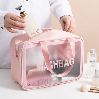 ภาพหน้าปกสินค้าWASHBAG ผู้หญิงกระเป๋ากันน้ำแบบพกพาMatteตัวอักษรรูปแบบZipperแต่งหน้ากระเป๋าสำหรับเดินทางธุรกิจท่องเที่ยว ที่เกี่ยวข้อง