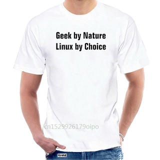 เสื้อยืดแขนสั้น ผ้าฝ้าย พิมพ์ลาย Geek By Nature_ Linux สําหรับผู้ชาย 2022063632