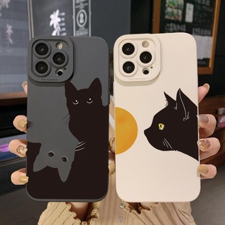 เคสโทรศัพท์มือถือ ขอบสี่เหลี่ยม ลายแมว สําหรับ iPhone 14 Plus 13 Pro Max 12 iPhone 11 XR 8 7 SE 2022