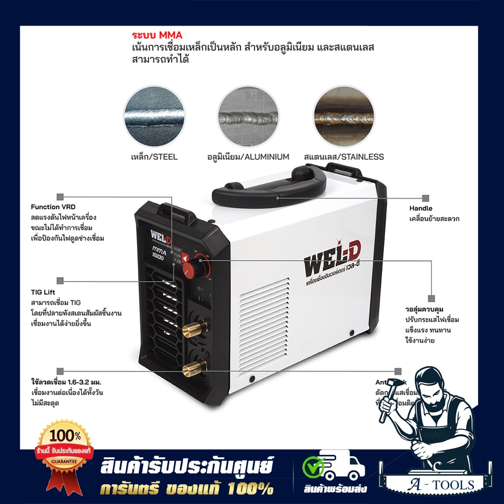 wel-d-ตู้เชื่อม-เครื่องเชื่อมไฟฟ้า-mma-เวลดี-รุ่น-mma-160d-เครื่องเชื่อม-ตู้เชื่อมไฟฟ้า-เครื่องเชื่อมอินเวอร์เตอร์-ส่ง