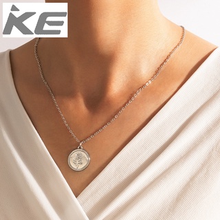 Simple Jewelry Rose Disc Single Necklace Geometric Round Pendant Necklace for girls for women