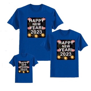 HAPPY NEW YEAR 2023 FAMILY T-SHIRT COTTON TRENDY YEAR OF THE RABBIT Sold per pieceเสื้อยืด