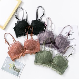 สินค้าพร้อมส่งจากไทย💥Angle Bra 💥 (N326) เสื้อชั้นในลายลูกไม้ Sexy แต่งโบว์น่ารัก ไร้โครง ดันทรง สำหรับผู้หญิง