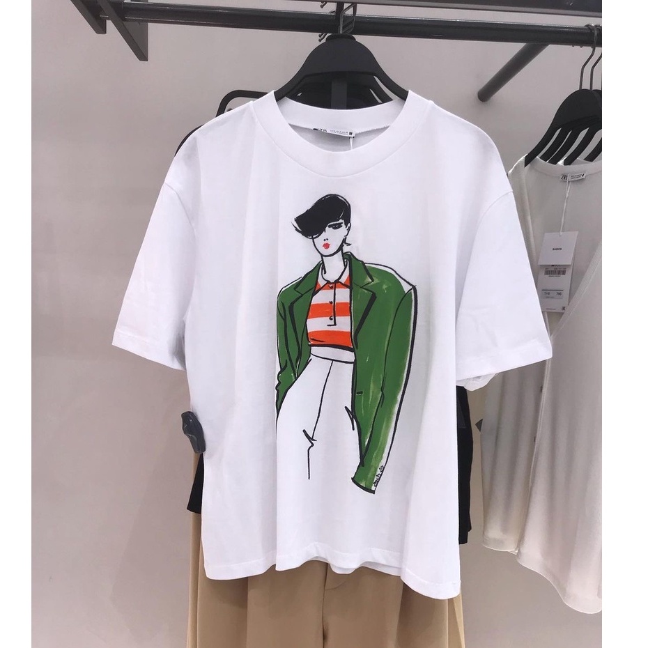 เสื้อยืดโอเวอร์ไซส์zara-t-shirt-เสื้อยืดคอกลม-ทรงโอเวอร์ไซส์-แท้-s-3xl