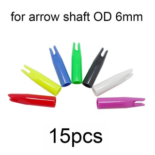 15 pcs ยิงธนูกาวบน Nocks พลาสติกภายนอกด้านนอก Arrow Nock สำหรับ Arrow เพลา OD 6mm