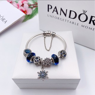 Xup75 ./bracelets【ขายดีจริง】สร้อยข้อมือเงิน 925 จี้รูปหัวใจ สีฟ้า สําหรับผู้หญิง