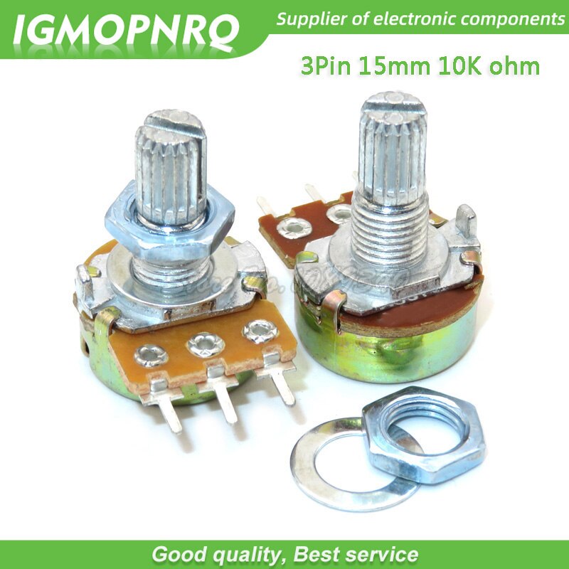 5PCS 10K โอห์ม WH148 B10K 3pin Potentiometer 15 มม.ถั่วและเครื่องซักผ้า ...